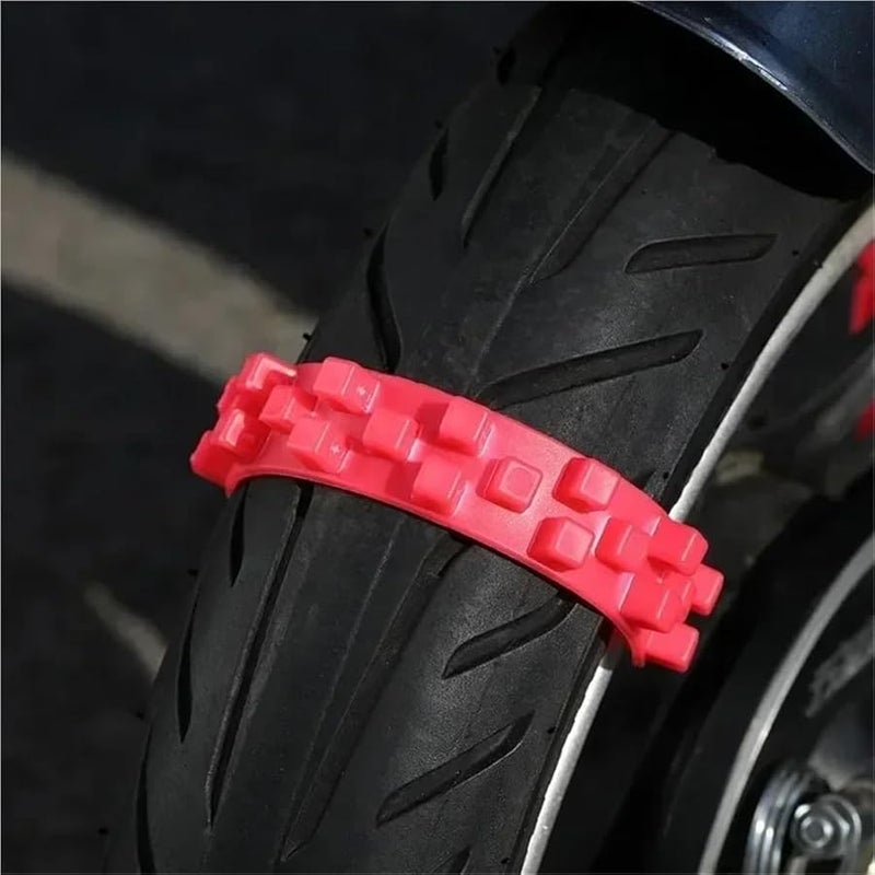 Universal 20PCS Red Motorcycle Snow Chains Anti Skid Winter Safety Wheel Ties - Image 5